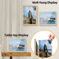 2PCs A4 Wooden Kids Art Frame Children Artwork Display Changeable Front Opening Table Stand Light Oak